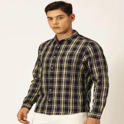 Provogue Classic Slim Fit Tartan Checks Pure Cotton Twill Casual Shirt