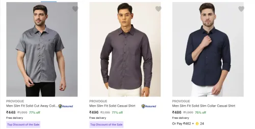 Image of Provogue Men's shirt at Minimum 70% Discount