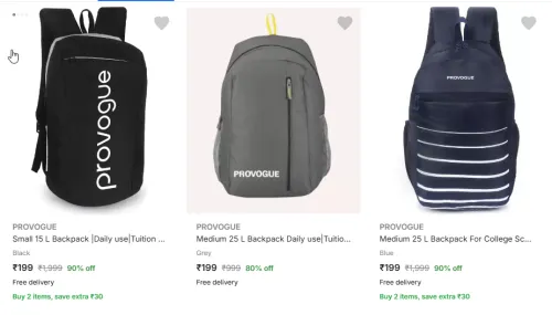 Image of PROVOGUE Small 15 L Backpack Starting At @₹199