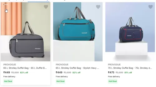Image of PROVOGUE Strolley Duffel Bag Starting At @₹449