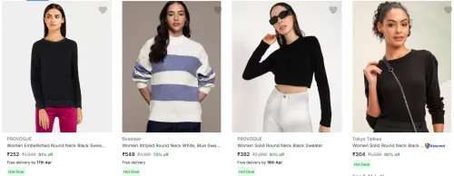 Image of PROVOGUE Women Round Neck Sweater @ Up to 80-90% Discount