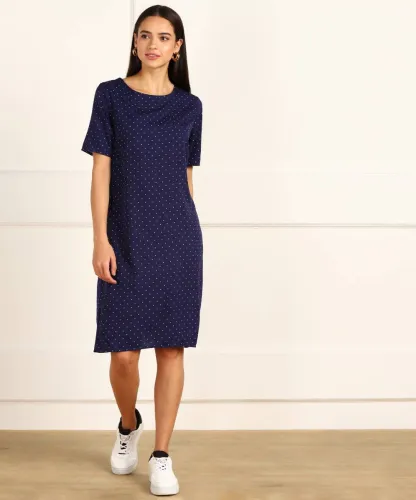 Image of PROVOGUE Women Shift Dark Blue Dress