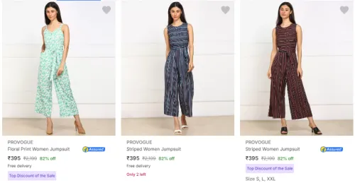 Image of Provogue Womens Jumpsuits Up to 82% Discount