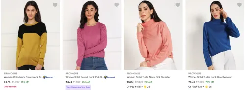 Image of Provogue Women's Sweaters at minimum 75% Discount