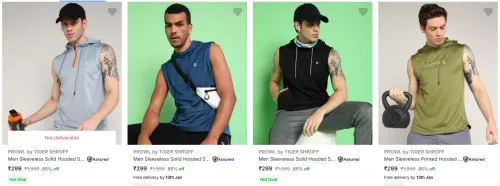 Image of PROWL by TIGER SHROFF Men's Sleeveless Sweatshirt at Minimum 70% Discount 
