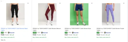 Image of PROWL Women Black Tights @ Up to 80-90% Discount