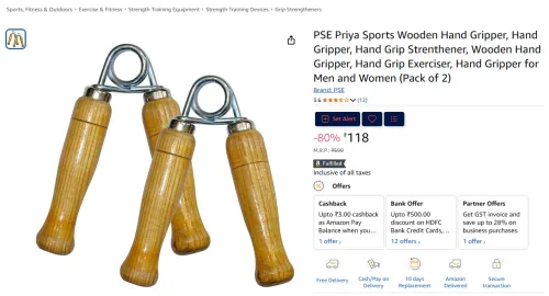 Image of PSE Priya Sports Wooden Hand Gripper