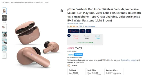 Image of pTron Bassbuds Duo TWS Earbuds