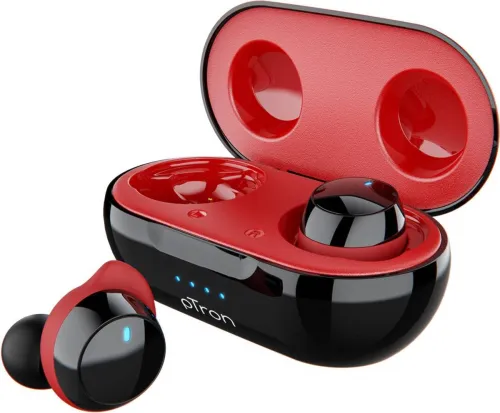 Image of PTron Bassbuds Evo Bluetooth (Black, Red, True Wireless)