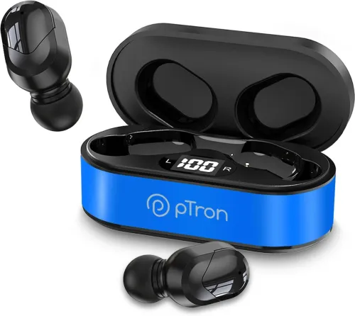 Image of PTron Bassbuds Indie Bluetooth Blue & Black