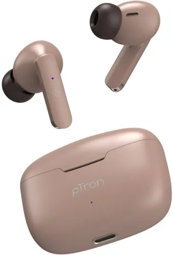 Image of pTron Bassbuds Joy TWS (32hrs Playtime, Type-C, Brown) 