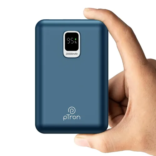 Image of pTron Dynamo Ultra 20000mAh Power Bank (22.5W, 3 Ports, Blue)