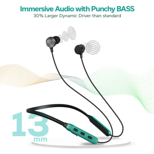 Image of pTron Tangent Duo In Ear Wireless Headphones with Mic, 13mm Driver, Bluetooth V5.2, Dual Device Pairing