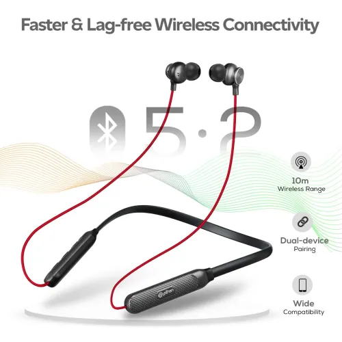 Image of pTron Tangent Duo in Ear Wireless Headphones with Mic, 13mm Driver, Bluetooth
