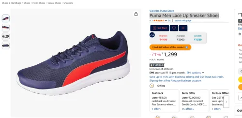Image of Puma Men Lace Up Sneaker Shoes