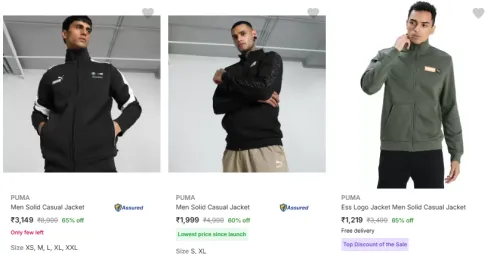 Image of Puma Men's Jacket at Minimum 60% Discount