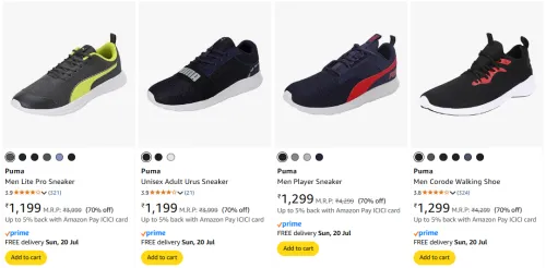 Image of Puma Men's Sneakers at minimum 70% Discount