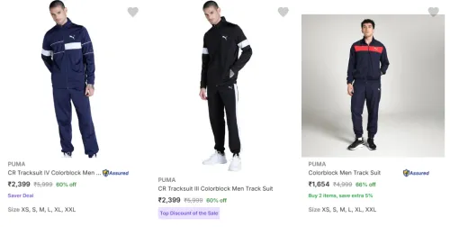 Image of Puma Men's Tracksuits at minimum 60% Discount