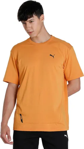 Image of PUMA RAD/CAL Tee Men Solid Crew Neck Pure Cotton Beige T-Shirt
