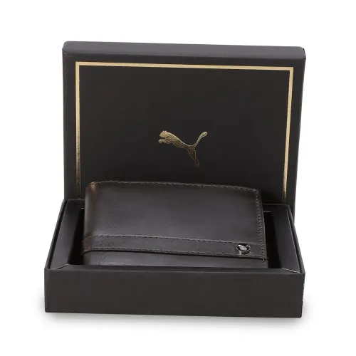 Image of Puma , Unisex-Adult, Metal World Logo Wallet, Chocolate, (9217001)