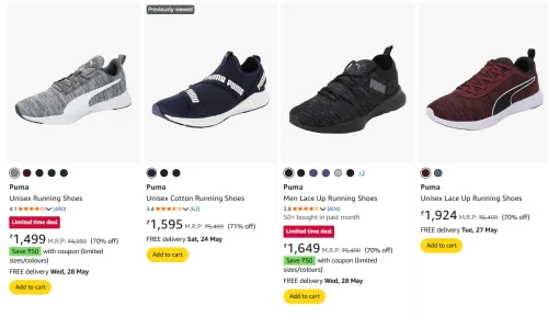 Image of Puma Unisex Running Shoes Minimum 70% Discount