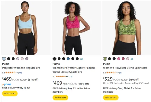 Image of Puma Women Fashion Bra Minimum 80% Discount