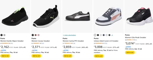 Image of Puma women's sneakers starting @ ₹2162