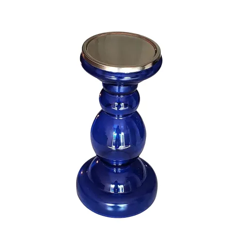 Image of Pure Source India Round Decorative Glass Pillar Candle Holder