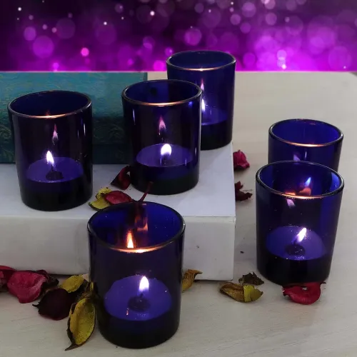 Image of Pure Source India Glass Votive Tealight Candle Holder for Diwali Gifts