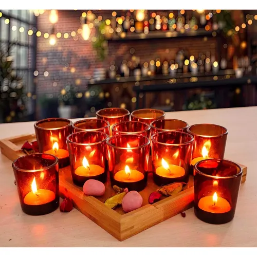 Image of Pure Source India Glass Votive Tealight Candle Holder (Set of 12 pcs)