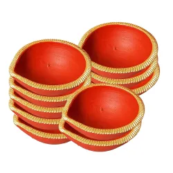 Pure Source India Terracotta Handmade Decorative Diya 3Inch 2pcs