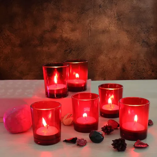 Image of Pure Source India Set of 6 Glass Votive Tealight Candle Holders