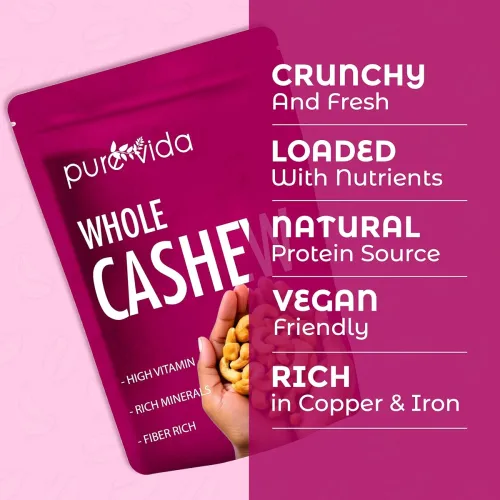 Image of Purevida Cashews 450gm | Rich in Protein, Healthy Fats & Antioxidants |.