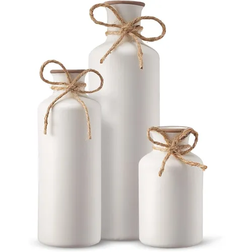 Image of PUREZENTO Vintage Roman White Vase - Set of 3