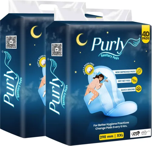 Image of Purly Pads for Heavy Flow,Ultimate Protection,Locks Odour&Wetness XXL 290mm(80 Pads)