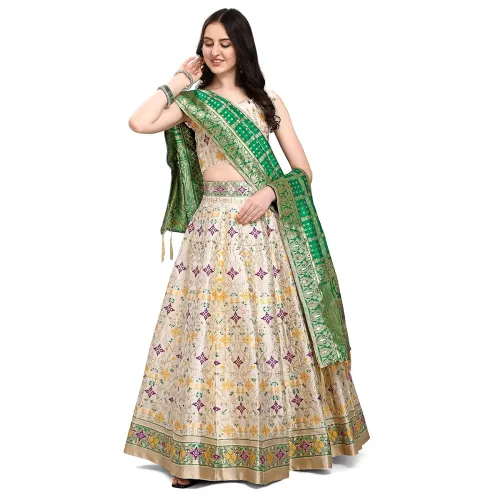 Image of PURVAJA Semi-Stitched Silk Lehenga