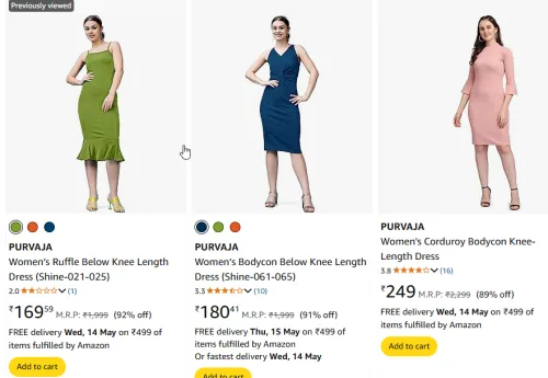 Image of Women’s Ruffle Below Knee Length Dress At Minimum 90% Discount