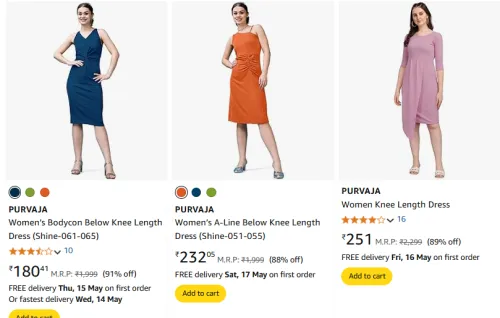 Image of Purvaja Women's Dresses at Minimum 90% Discount