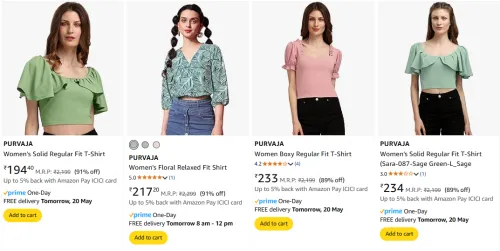 Image of PURVAJA Women's Tops at minimum 80% Discount