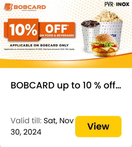 Image of PVR Cinemas Offer: Upto 10% Off on Food & Beverages on min. ₹500