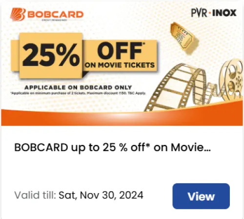 Image of PVR INOX Cinema Offers: Upto 25% Off on Movie Tickets with BOBCARD