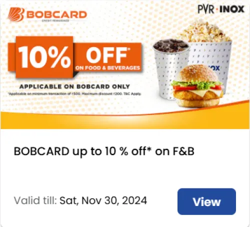 Image of PVR INOX Cinema Offers : Upto 10% Off on Food & Beverages with BOBCARD