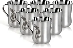 Q4S Pack of 6 Stainless Steel glass