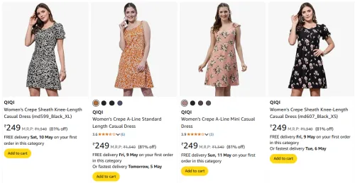 Image of QIQI Women's Casual Dreeses at Minimum 80% Off