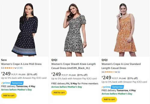 Image of QIQI Women's Dresses at minimum 80% Discount