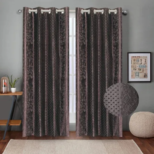 Image of Queenzliving Polyester Solid Curtain (Pack of 2)