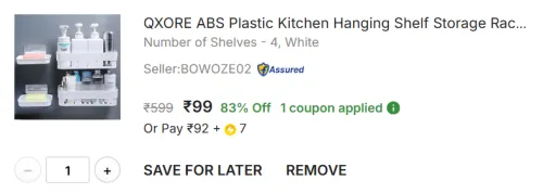 Image of QXORE ABS Plastic Kitchen Hanging Shelf Storage Rack