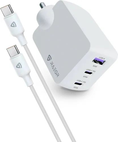 Image of RAEGR 65W PD 3.25 A Multi-pin Wall Charger for Mobile White, Cable Include