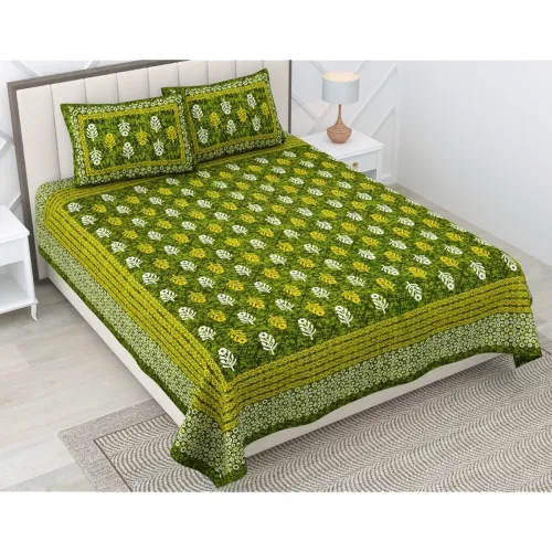Image of RajasthaniKart Cotton Double Bed Sheet with 2 Pillow Covers King Size