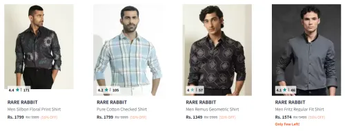Image of RARE RABBIT Floral Slim Shirt up to @ ₹55% Discount